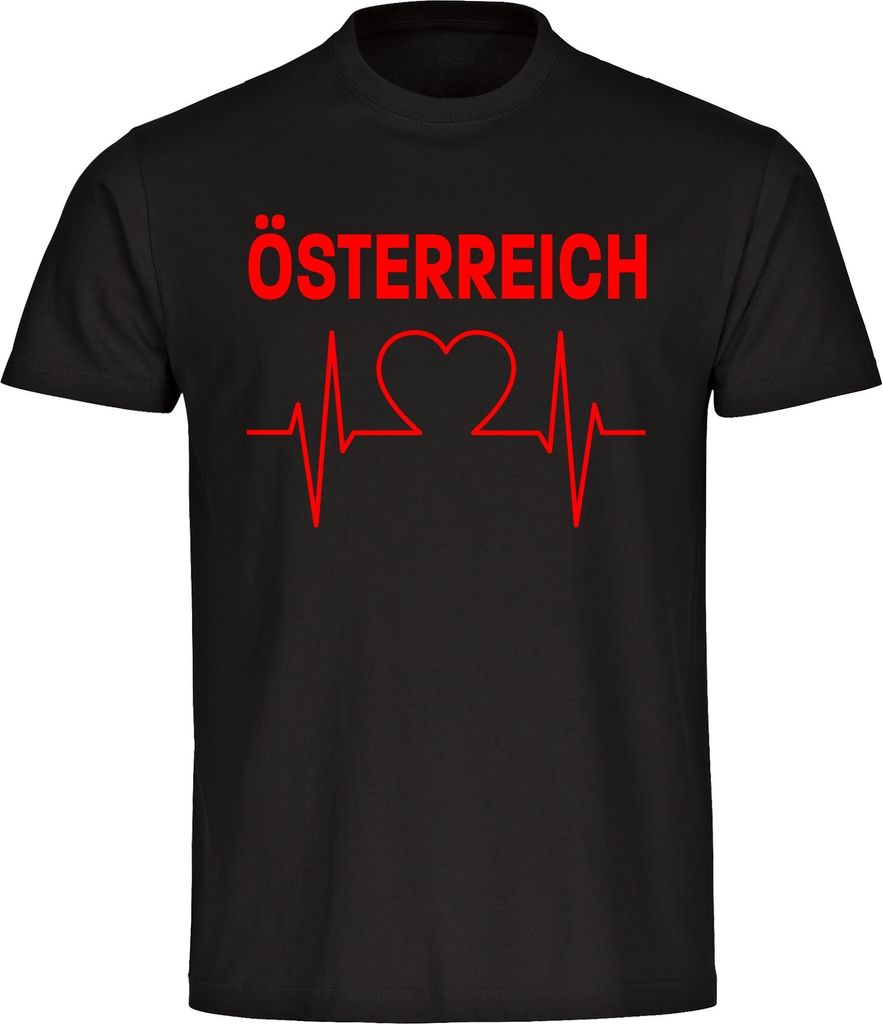 multifanshop Herren T-Shirt - Österreich - Herzschlag, schwarz, Größe S