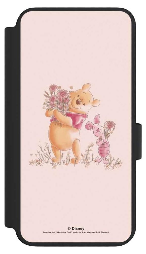 NIVOCASE Klapphülle für Samsung Galaxy S23 Handyhülle aus Kunst Leder NIVOflip schwarz Disney Offizielles Lizenzprodukt Winnie Puuh Ferkel
