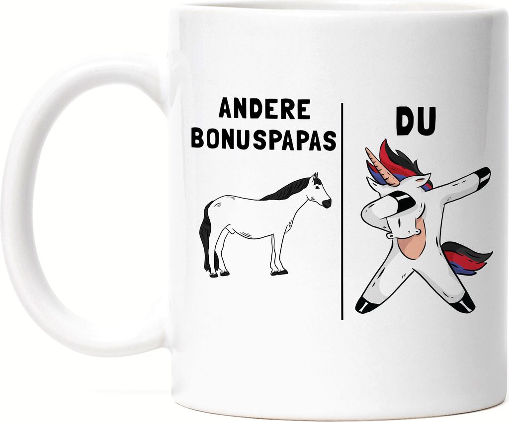 Andere Bonus-Papas Du Tasse bester Vater Papa Stiefvater Einhorn Lustig Geburtstag Vatertag Bonuspapa Geschenk
