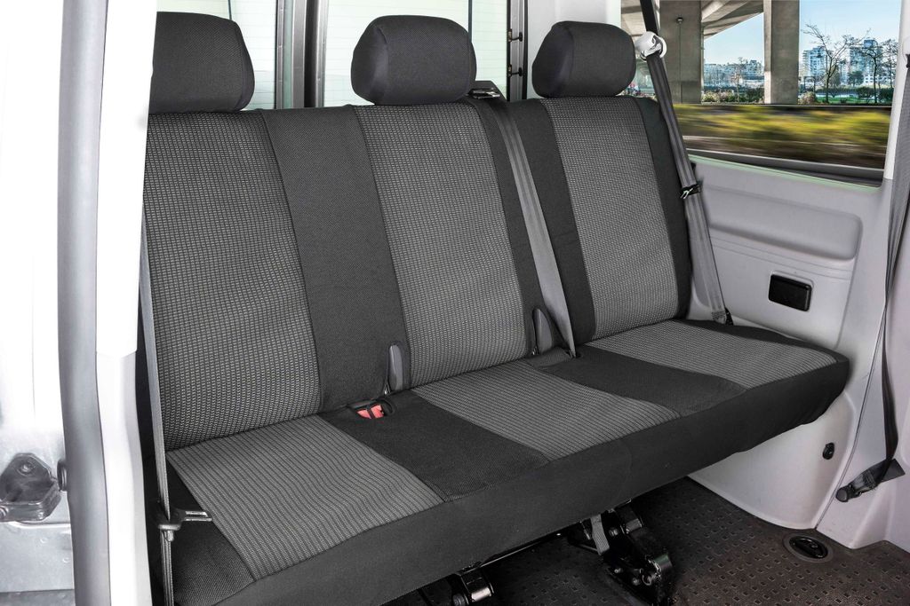 WALSER Transporter Sitzbezüge Universalgröße, Autoschonbezug für 3er Bank + 3 Kopfstützenbezüge, Auto Sitzbezüge aus Premium Jacquard, 3er B...