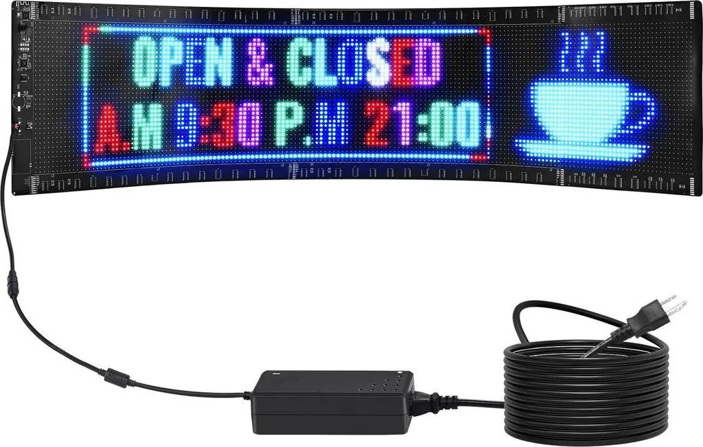 Panneau d'affichage LED programmable 83,5x20 cm défilement P5 couleur