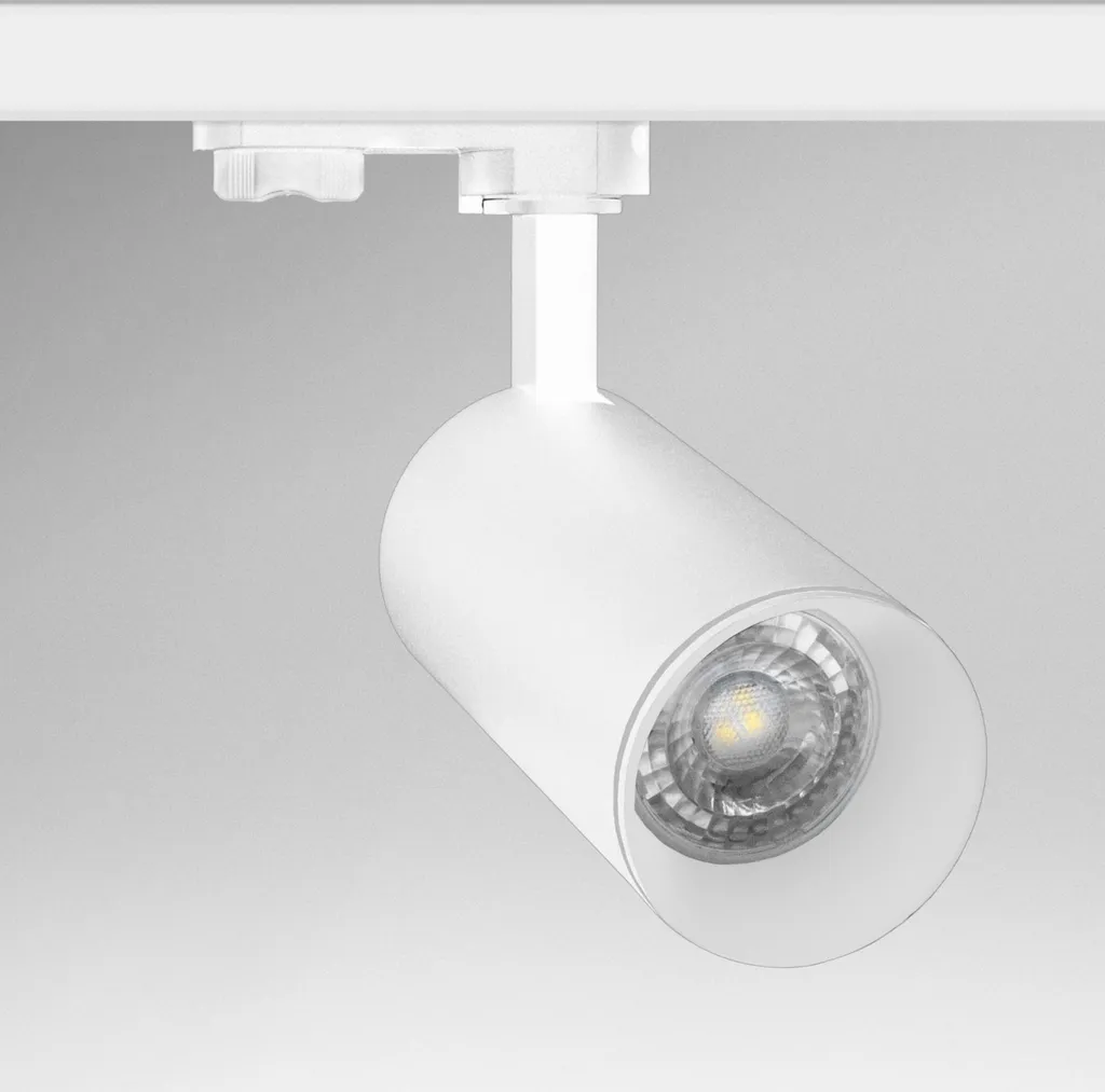 Luminaire sur rail triphasé blanc GU10 CENTURY pour éviter les zones d'ombre