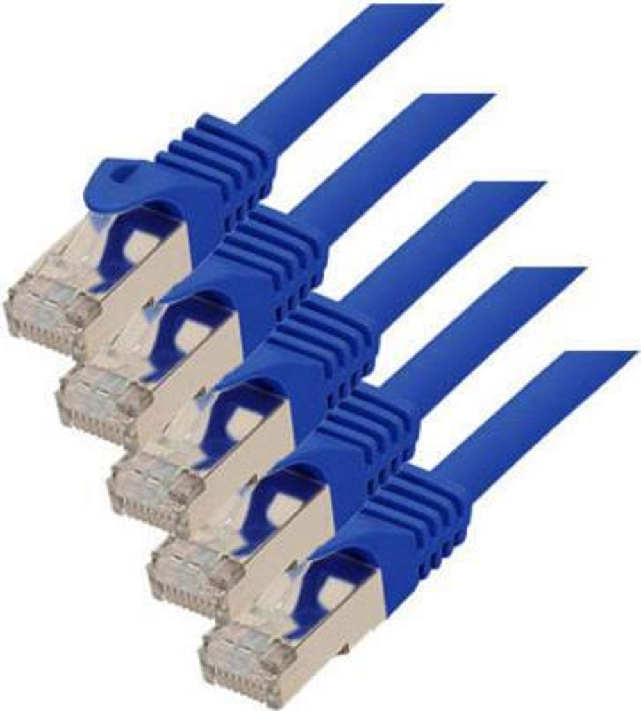 RJ45 Patchkabel m. CAT 7 Rohkabel PIMF blau 5m