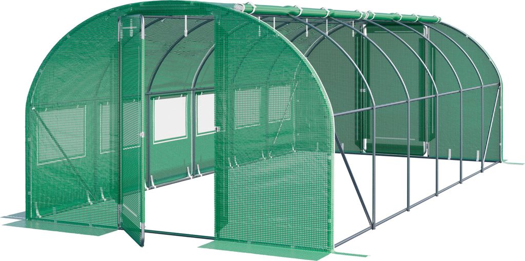 TOOLPORT Premium Foliengewächshaus 3x6m PE Plane 180g/m² grün transparent