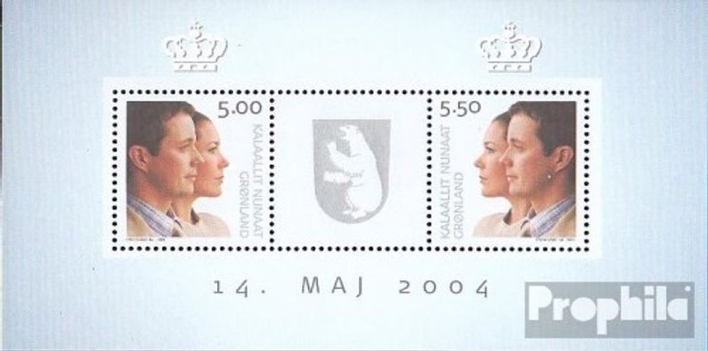 Briefmarken Dänemark - Grönland 2004 Mi Block29 (kompl.Ausg.) postfrisch Hochzeit Frederik und Mary