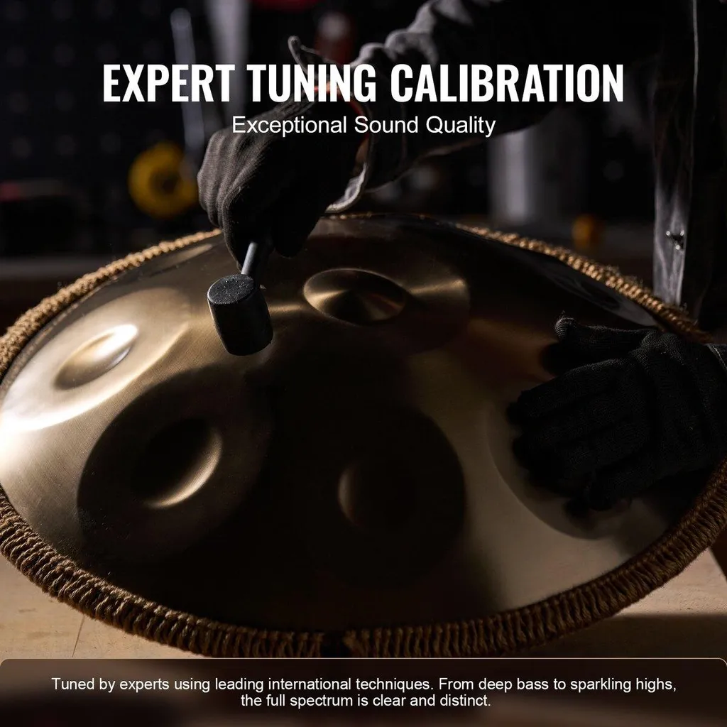 Tambour à Main Handpan 9 Notes Instrument de Percussion Acier 22 Pouces