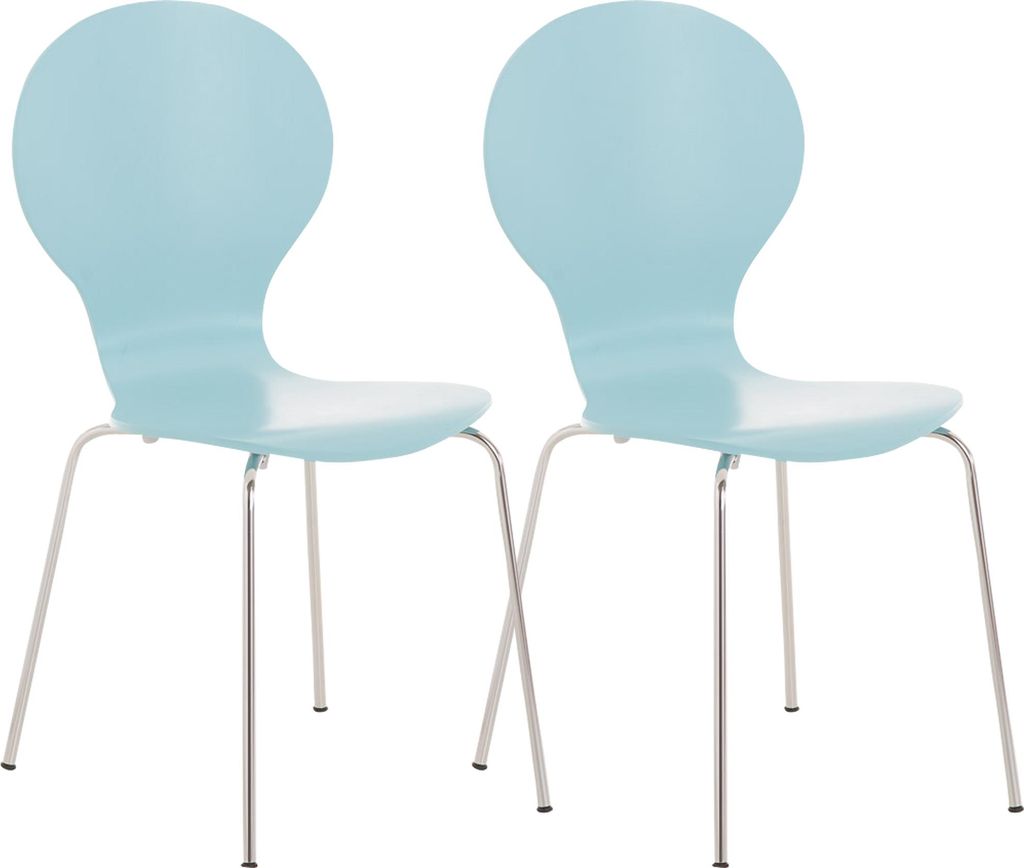 2er Set Besucherstuhl ATHENS - Holz Hellblau 43x45x86 cm | Besucherstühle Konferenzstuhl Wartezimmerstuhl Bürostühle Bürostuhl Konferenzraum