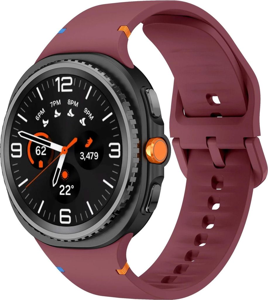 Strap-it Silikonarmband mit Schnallenverschluss – passend für Samsung Galaxy Watch 8 – 40 mm / Watch 8 – 44 mm / Watch 8 Classic (weinrot)