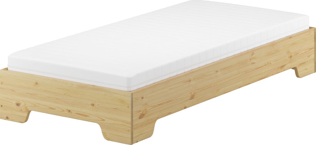 Funktionsbett Bettrahmen 100x190 Pensionsbett, Gästebett mit wählbarem Zubehör V-60.56-10-190Rollrost und Matratze inkl.
