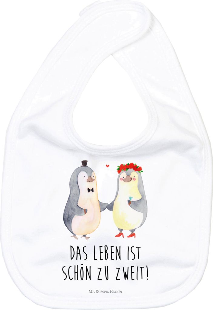 Mr. & Mrs. Panda Lätzchen Pinguin Heirat - Weiß - Geschenk, Ehefrau, Hochzeit, Baumwoll-Lätzchen, Frau, Verheiratet, Just Married, Schlabberlatz...
