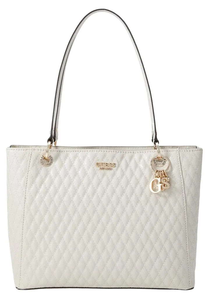 Guess Sac Bandoulière Betula Satchel Taupe - Élégance Chic Porté Épaule