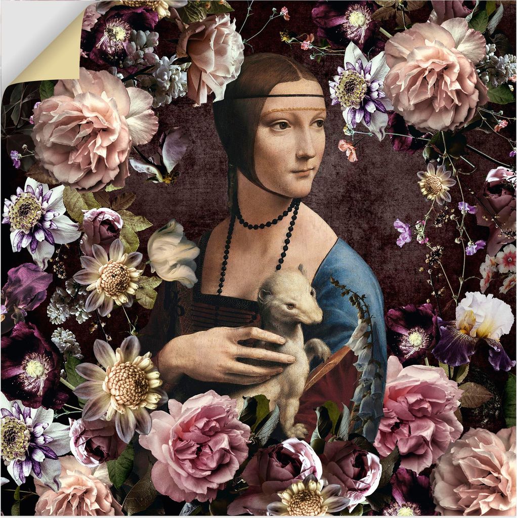 ARTland Wandbild, selbstklebend Lady mit Hermelin - Da Vinci Adaption Größe: 100x100 cm