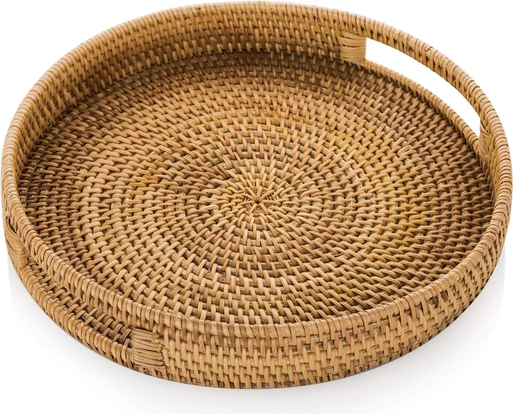 Plateau en rotin tissé à la main 35cm - Finition Artisanale Supérieure