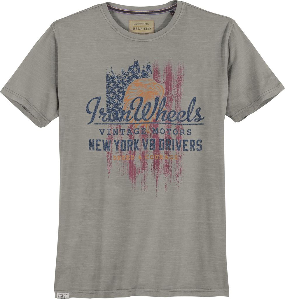 Redfield Übergrößen T-Shirt steingrau Iron Wheels