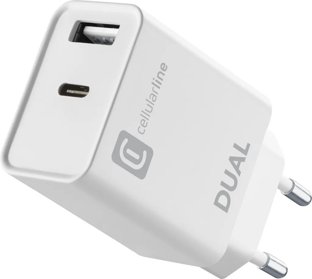 Mai più senza batteria in viaggio: Cellularline Dual Charger USB-C