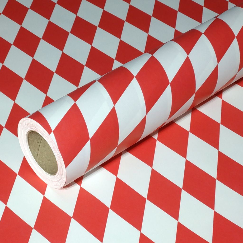50m x 0,75m JUNOPAX Geschenkpapier Raute rot-weiß