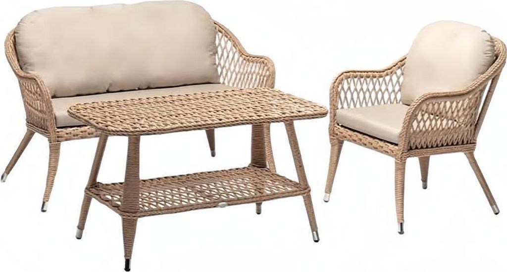 Hochwertig Moderne Beige Gartenmöbel Luxus Sofagarnitur Tisch Sessel Sitzgruppe