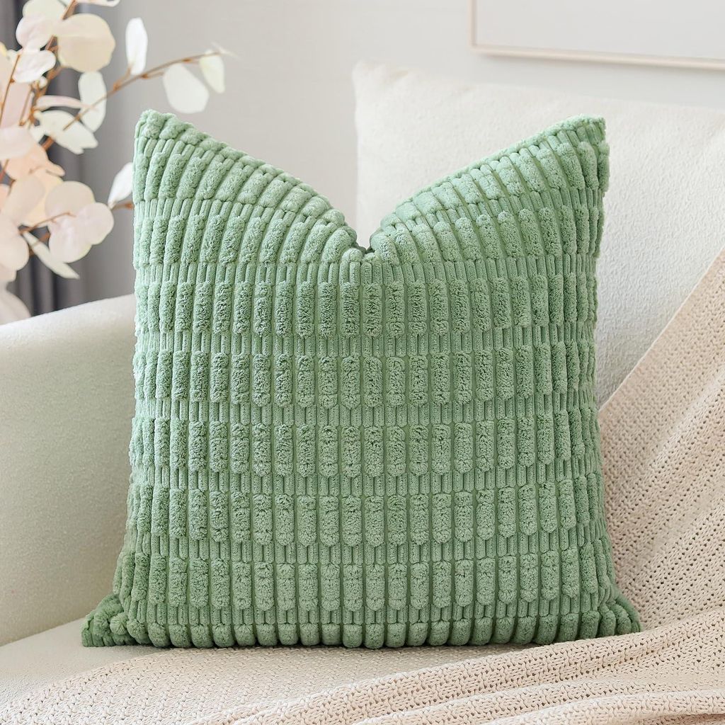 Set mit 1 Kissenbezug im Boho-Streifenmuster, einfarbiger Dekokissenbezug, Sofakissen, 40 x 40 cm, weiches Sofakissen für Wohnzimmer und Schlafzim...