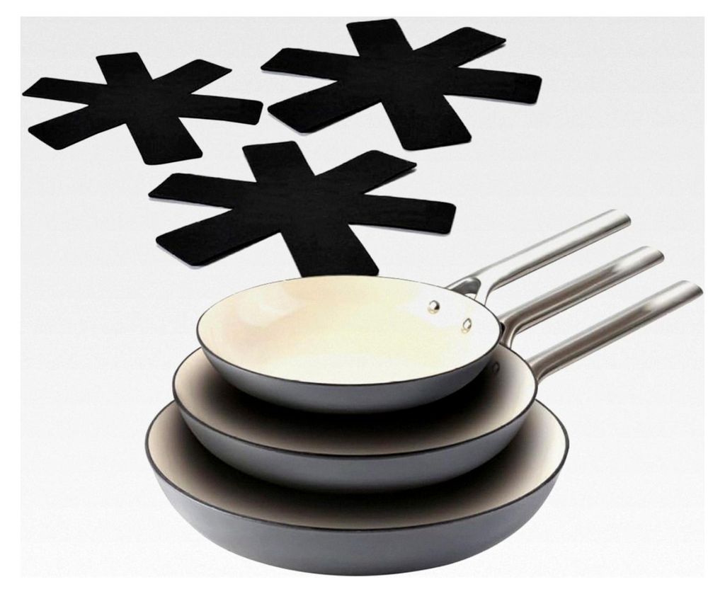 3er-Set emaillierte Gusseisenpfannen mit Wabenstruktur und Edelstahlgriffen, antihaftbeschichtet, -frei – geeignet für alle Herdarten, auch Indu...