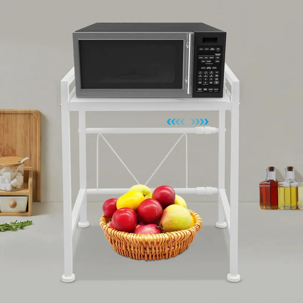 Support de Cuisine pour Micro-ondes Réglable à 2 Niveaux Blanc - 2