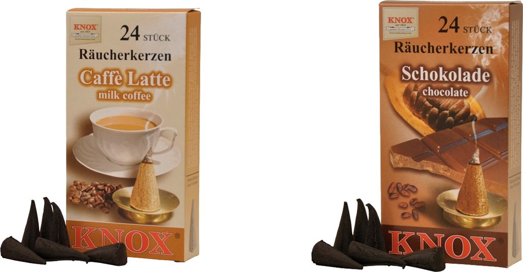 KNOX Räucherkerzen Kaffeduftset Caffé Mocha - entspannende Düfte wie im Café für Zuhause - 24 Räucherkerzen pro Packung - 013270