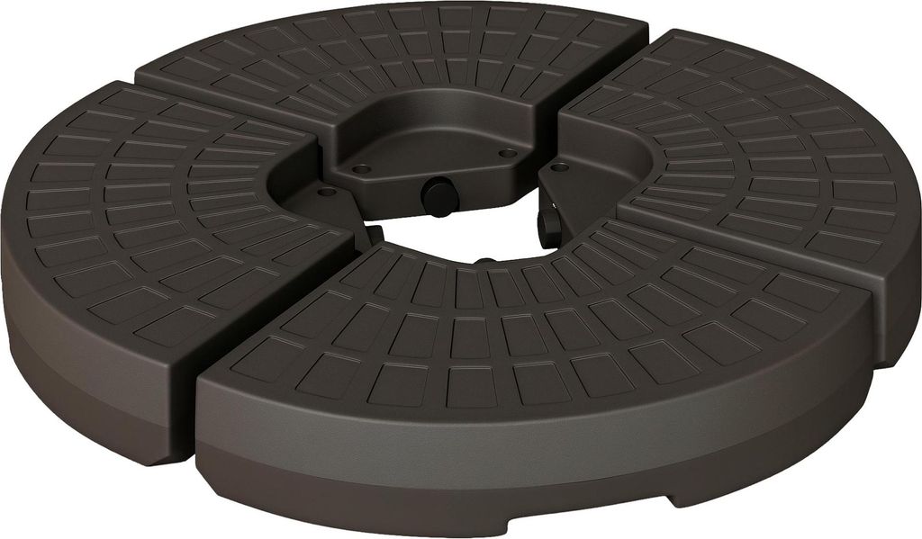 Sonnenschirmständer 4-teilig, Schirmgewicht, Schirmständer, Bodenkreuz befüllbar mit Sand/Wasser bis 25/17 kg, Gewichte Sonnenschirmfuß HDPE Ka...