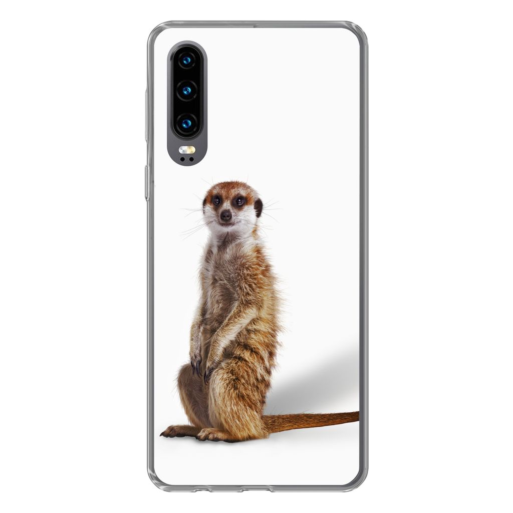 MuchoWow Handyhülle Schutzhülle Hülle für Huawei P30 Erdmännchen - Tiere - Fell Silikon Softcase Handy Hülle - Kartenbesitzer