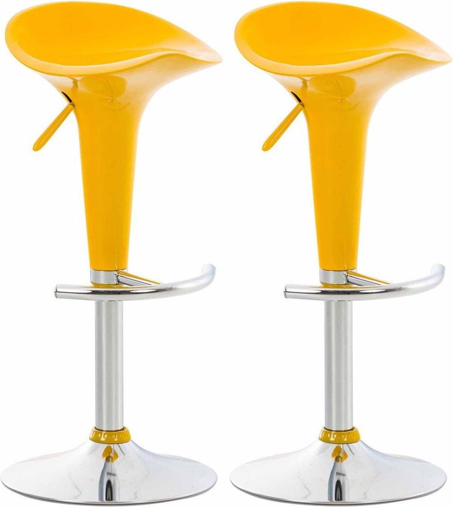 Set mit 2 Barhockern – Hochhocker – Ergonomisch und höhenverstellbar, Farbe: Gelb