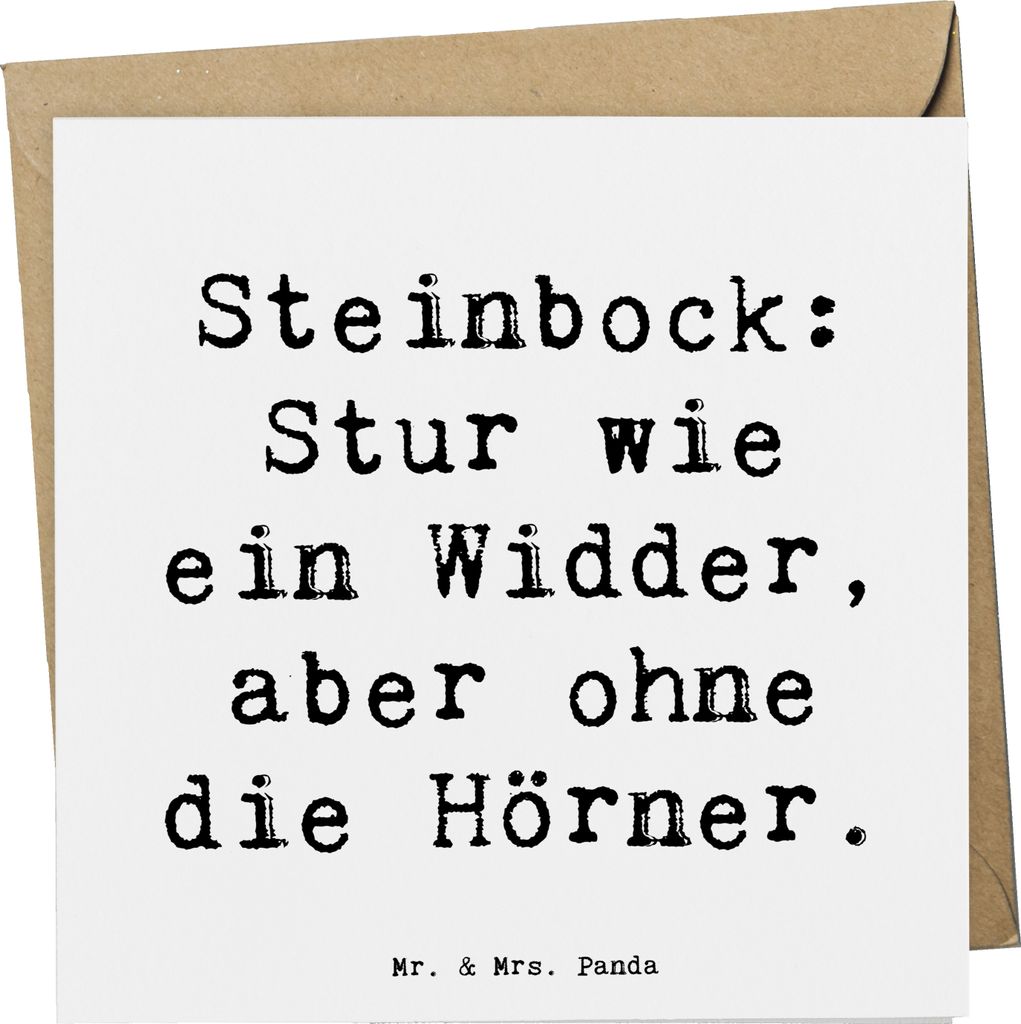 Mr. & Mrs. Panda Deluxe Karte Spruch Steinbock Entschlossen - Weiß - Geschenk, doppelkarte, Tierkreiszeichen, Geschenke Sternzeichen, faltkarte, Z...