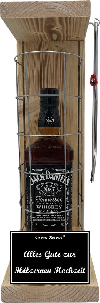 Jack Daniels -Alles Gute zur Hölzernen Hochzeit - Eiserne Reserve Gitterkäfig Geschenk zur Hölzernen Hochzeit
