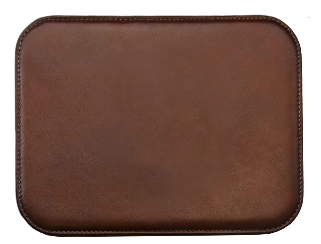 Tapis de souris cuir marron anti-fatigue poignet - Artisanat Italie