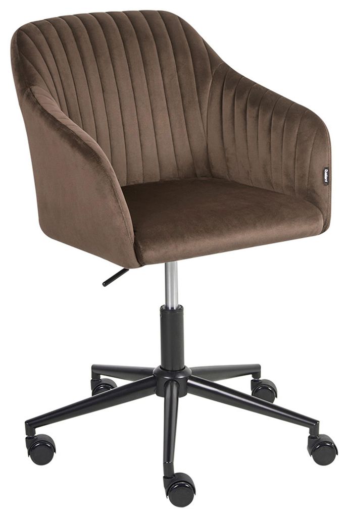 BELIANI Arbeitshocker Braun Samtstoff Modern Höhenverstellbar Drehbar Rollbar Bürostuhl Home-Office Büro Arbeitszimmer Ausstattung Sitzmöbel