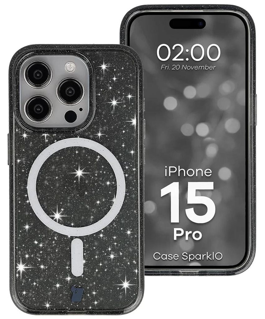 Glitzer Hülle mit Magnetring für iPhone 15 Pro, Bizon Case Produktbild 