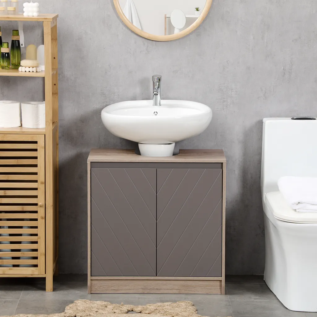 Meuble Sous-Vasque Design Chêne Clair 60 cm avec Rangement Modulable - 11