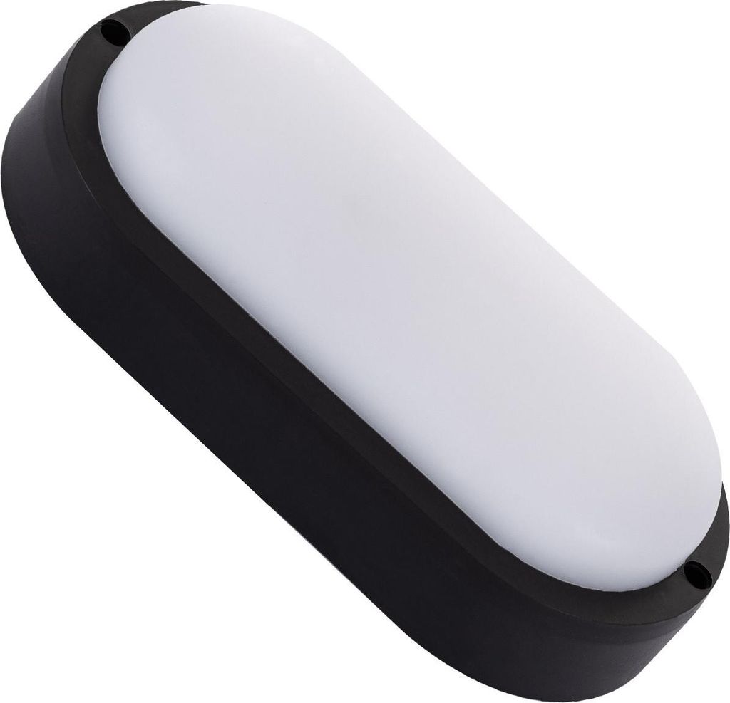 LED-Deckenleuchte 25W Oval für Aussen 96x198 mm IP65 Schwarz 3000K Warmweiß