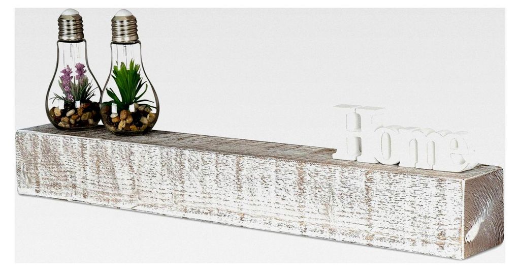Wandregal aus massivem Holz 80x10cm im Shabby Chic Design
