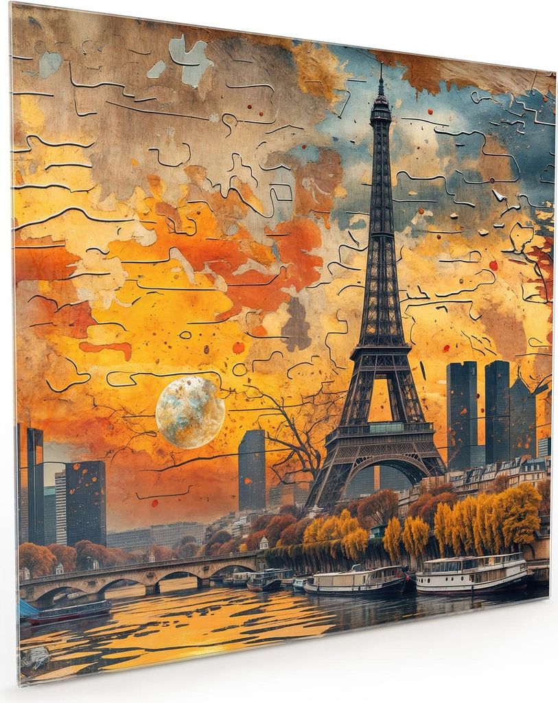 Küchenrückwand Spritzschutz Glas mit Motiv Eiffelturm Skyline 40 x 40 cm