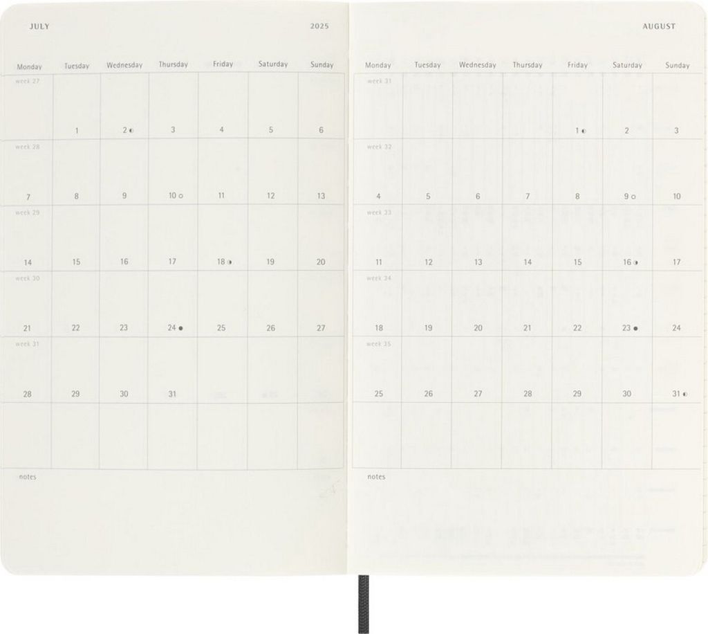 Moleskine 12měsíční týdenní poznámkový kalendář 2025, Obrázek produktu 5