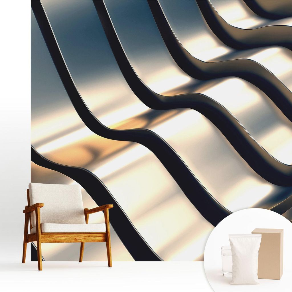 Fototapete - 250x250 cm - Tapete - Wandtapete - Wandbilder - Dekofolie - Tapete Folie - Wand - Dekoration - Wohnzimmer - Metallwellen