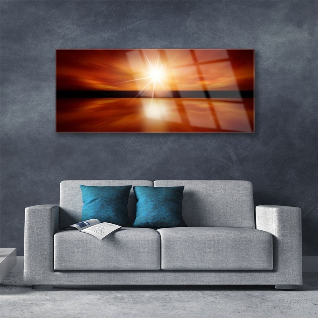 Acrylglasbilder 125x50 Wandbild Druck Sonne Landschaft Produktbild 