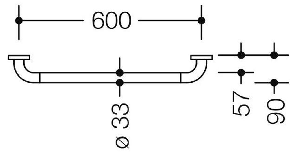 HEWI Haltegriff Ser 801 d:33, AM:600mm, BM211.2 reinweiß Produktbild 