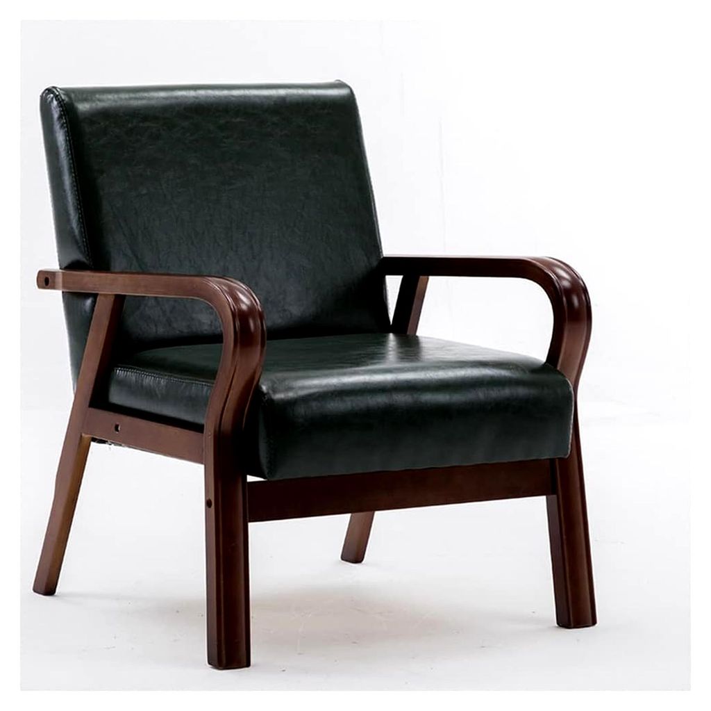 Retro Lesestuhl im Mid-Century-Stil, gepolstert mit Leder und Armlehnen für Schlafzimmer, Wohnzimmer und Schlafsaal, bequemer Einzelstuhl mit Rüc...