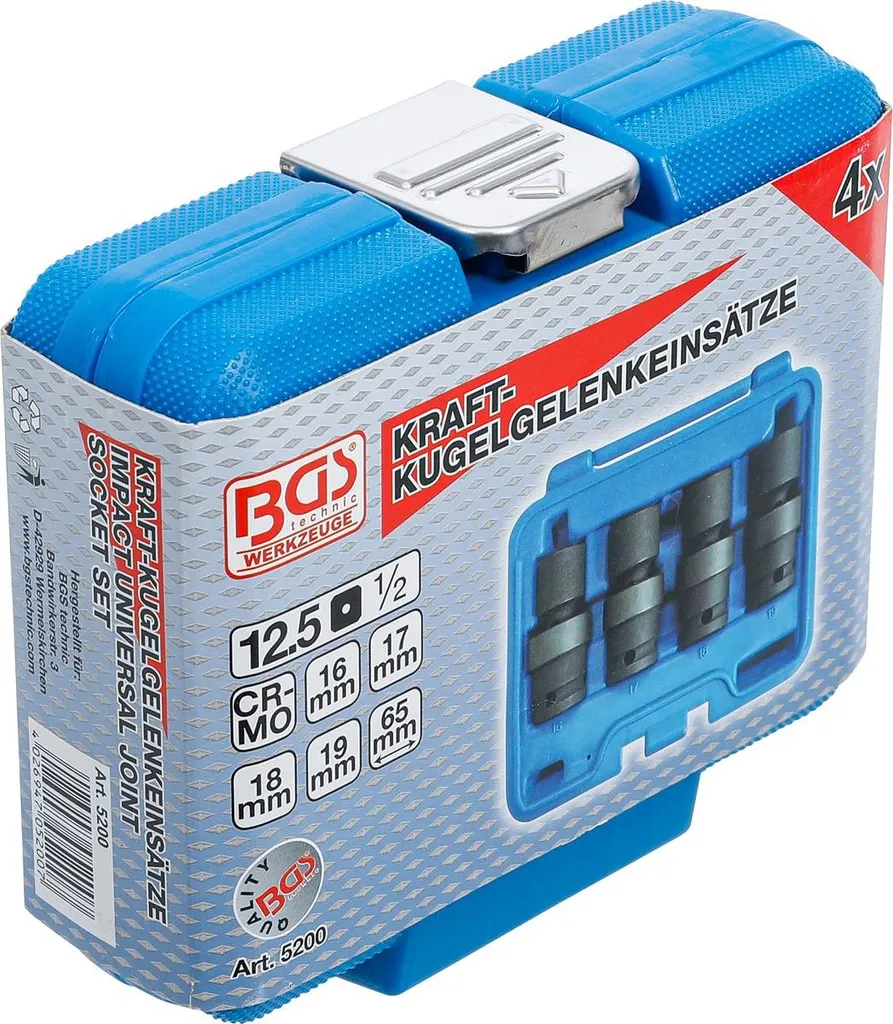 Set 4 Bussole Impact Snodate BGS 5200 1/2 Cr-Mo per Meccanica Pesante - 4