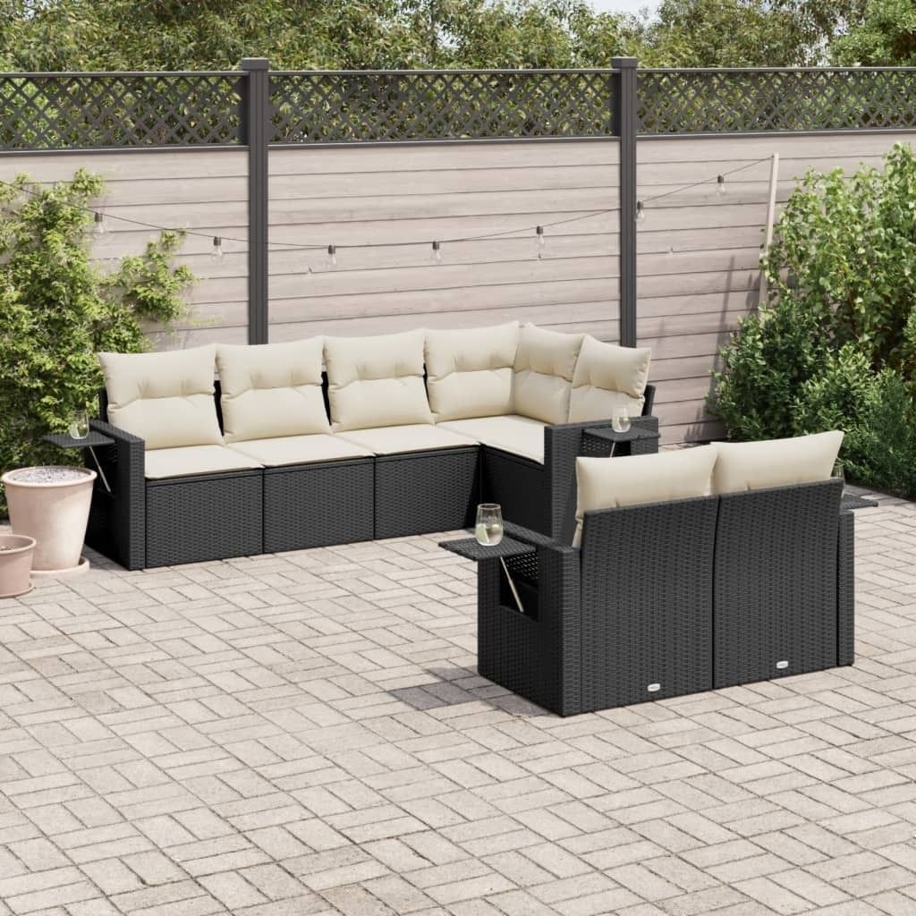 Maison Exclusive - 7-tlg. Garten-Sofagarnitur mit Kissen Schwarz Poly Rattan