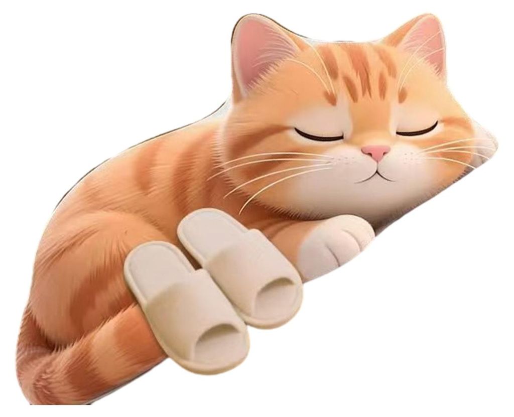 Fußmatte mit 3D-Cartoon-Katzenmuster, rutschfeste Unterseite, pflegeleicht, vielseitig einsetzbar, ideal für Wohnzimmer und als Dekoration.