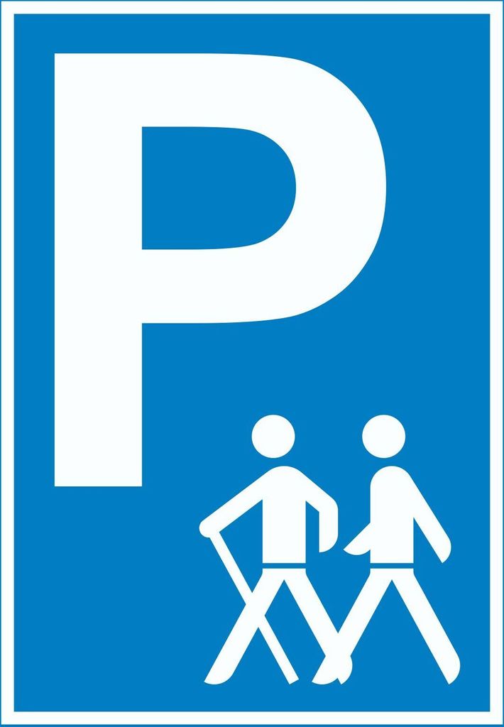 Wanderer Parkplatz Schild A1 Rückseite selbstklebend