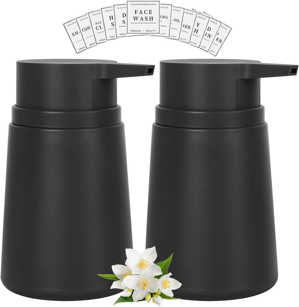Seifenspender aus Kunststoff, 2er-Set Seifenspender mit Pumpe, Handseifenspender für Badezimmer, Arbeitsplatte, Küche, Waschküche