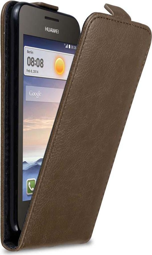 Cadorabo Hülle für Huawei Y3 / Y3C / Y330 / Y331 / Y360 Schutz Hülle in Braun Flip Etui Handyhülle Case Cover