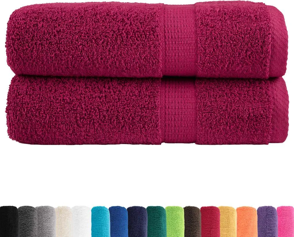 vidaXL Lot de 2 serviettes de douche SOLUND Bordeaux 70x140 cm 600g/m²