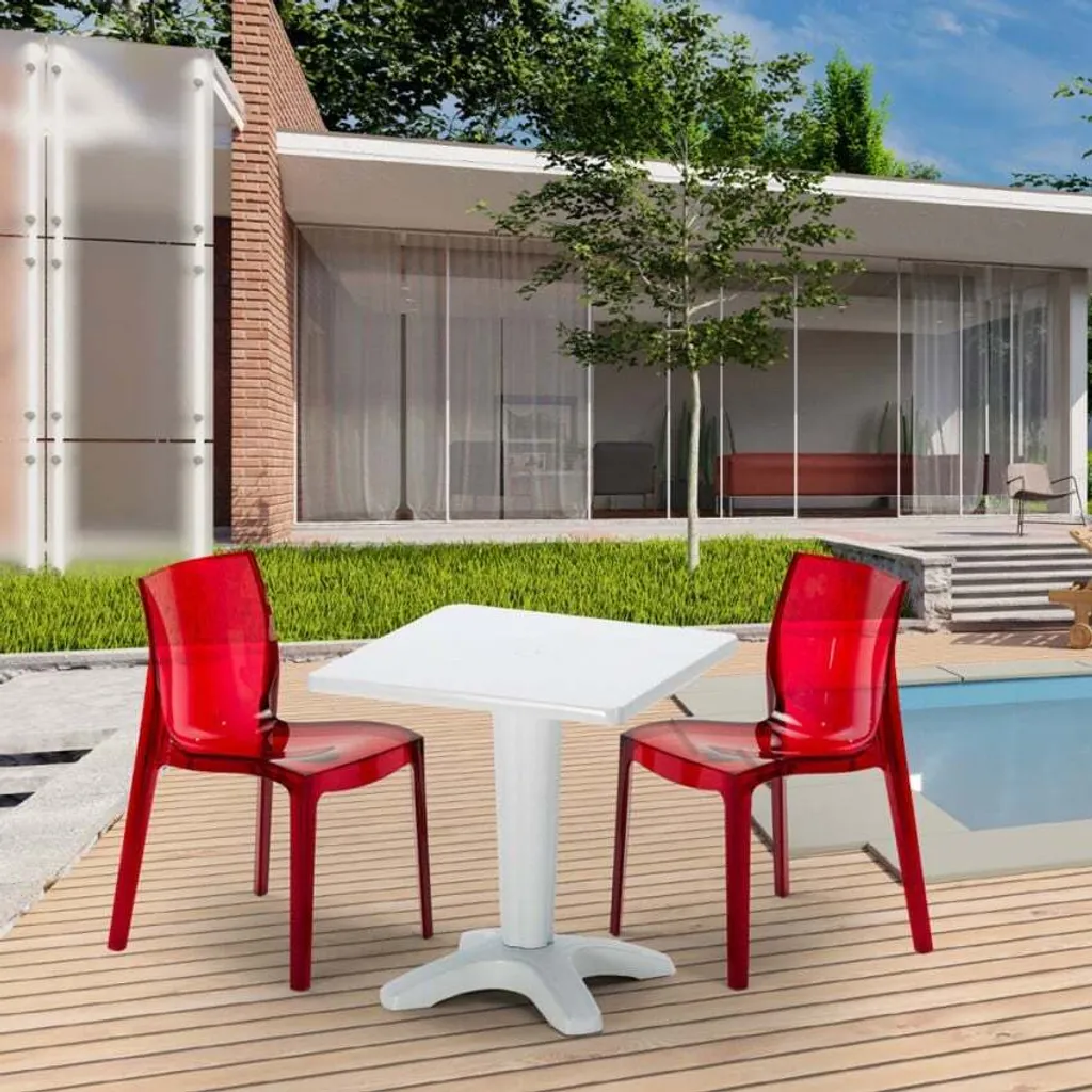 Petit ensemble repas balcon table carrée et 2 chaises design italien - 6